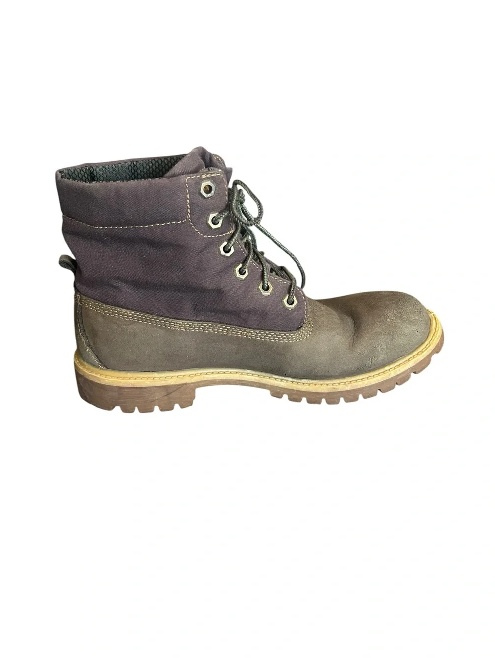 Timberland Men's Brown Suede and Dark Brown Canvas Lace-Up Boots Size 10